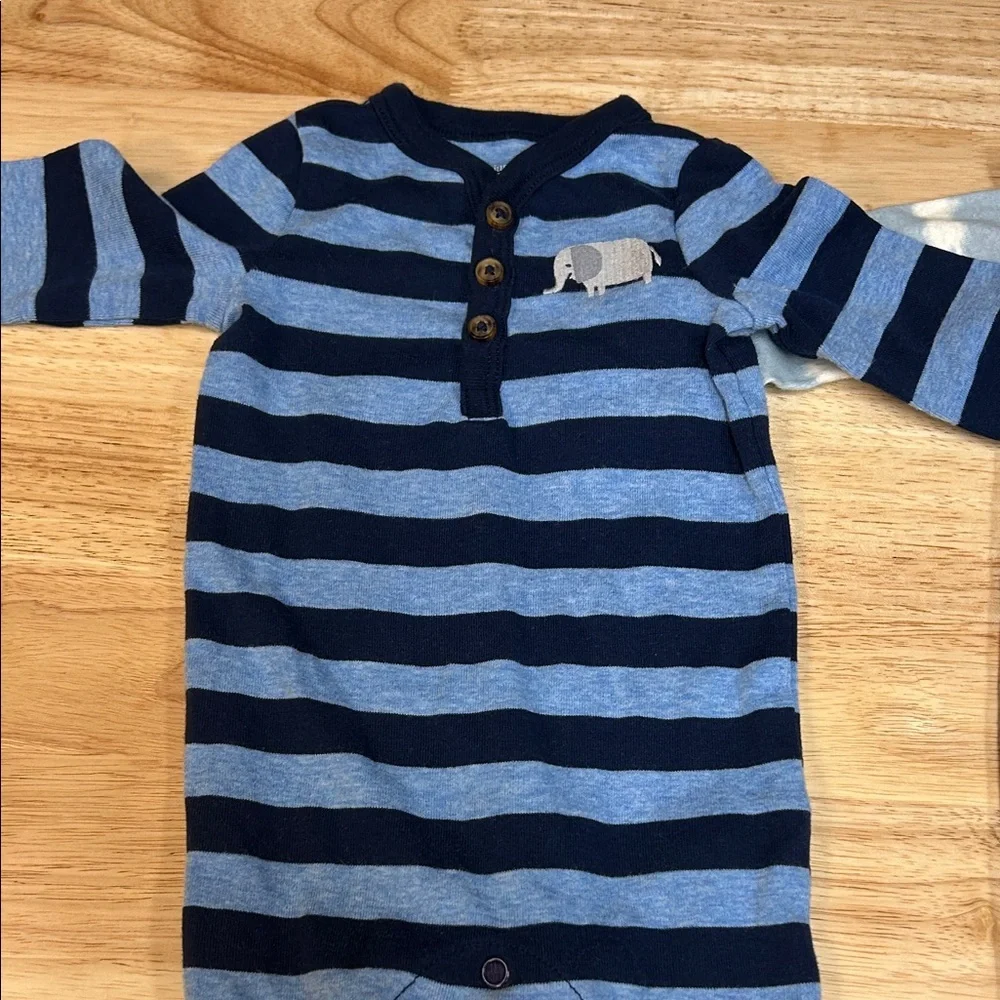 Striped Navy & Light Blue Baby Footies - 2-Pack